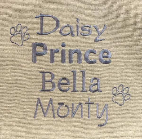 Made-to-measure personalised dog crate cover set in a beautiful Blue Cream fabric. - Image 2