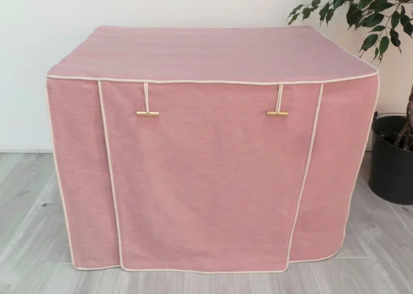 Made-to-measure personalised dog crate cover set in a beautiful Dusk Pink fabric. - Image 7